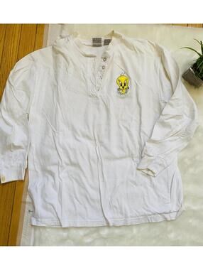 Looney Tunes Vintage White Long Sleeve with Tweety Bird Embroidery